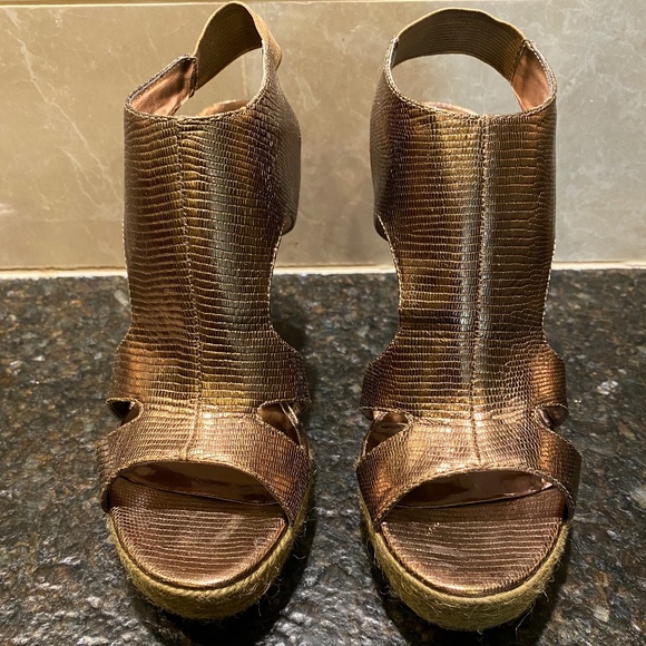 Nine West Mix It Up heels metallic open toe Platform sandal 7.5N - Picture 2 of 9